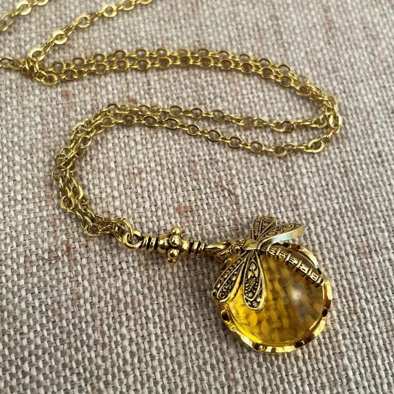 Vintage Libellen Mondstein Halskette für Damen – Emilia