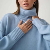 Rollkragenpullover Baumwollmischung Herbst Design Damen – Silvana