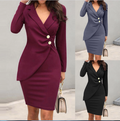 Elegantes Bodycon-Bürokleid mit V-Ausschnitt – Emilia