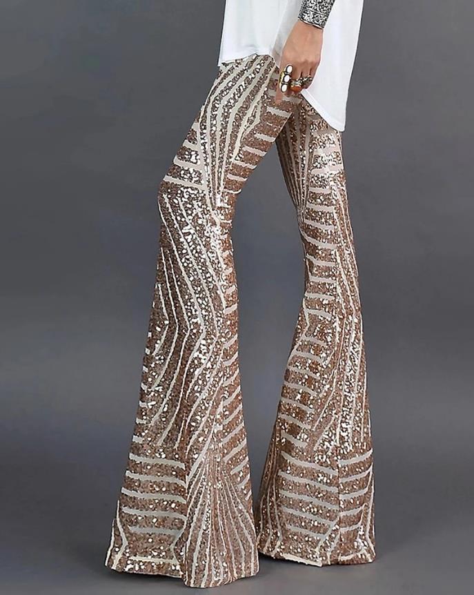 Glitzernde Schlaghose mit elastischem Bund – Celina