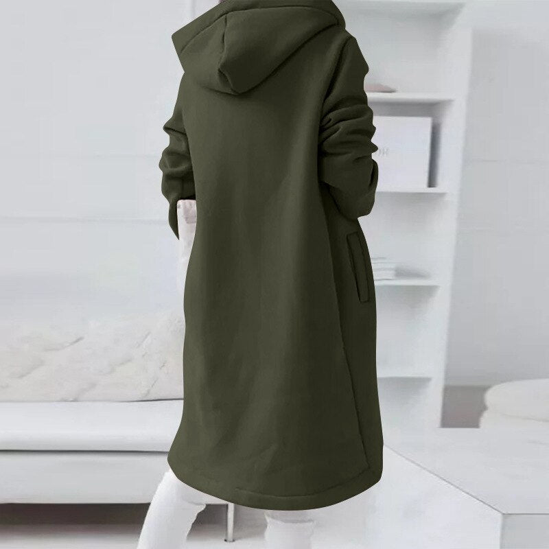 Mittellange Damenjacke mit Kapuze für Herbst – Noelle