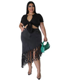 Plus Size Denim-Rock mit Quasten – Valeria