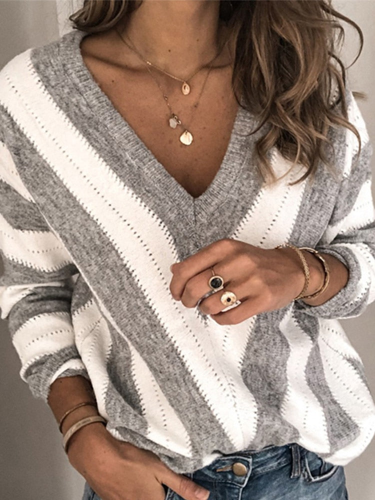 Gestreifter Pullover für Damen – Stilvoll