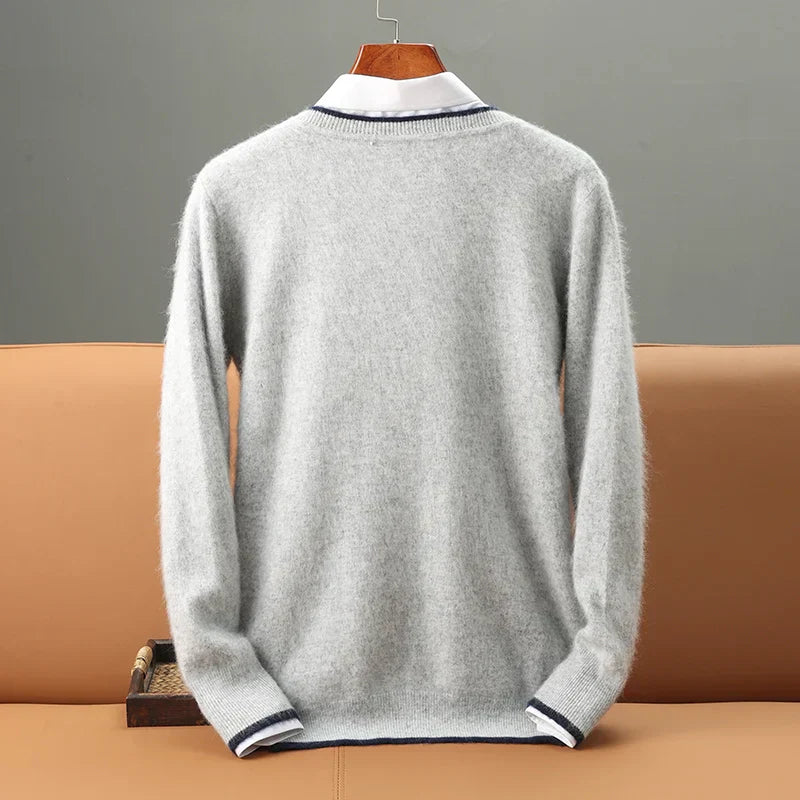 Herren V-Ausschnitt Pullover mit weichem Material – Yuri