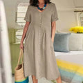 Sommerkleid Damen Knopfleiste elegant bequem hochwertig – Elanora