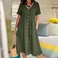 Sommerkleid Damen Knopfleiste elegant bequem hochwertig – Elanora