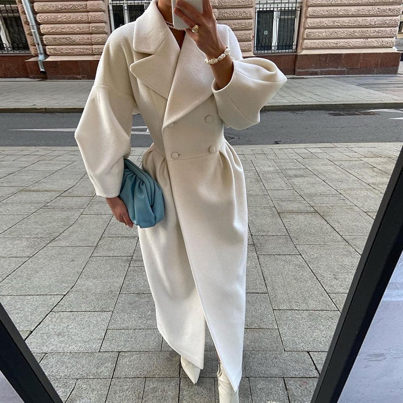 Langer eleganter Herbstmantel für Damen – Emilia