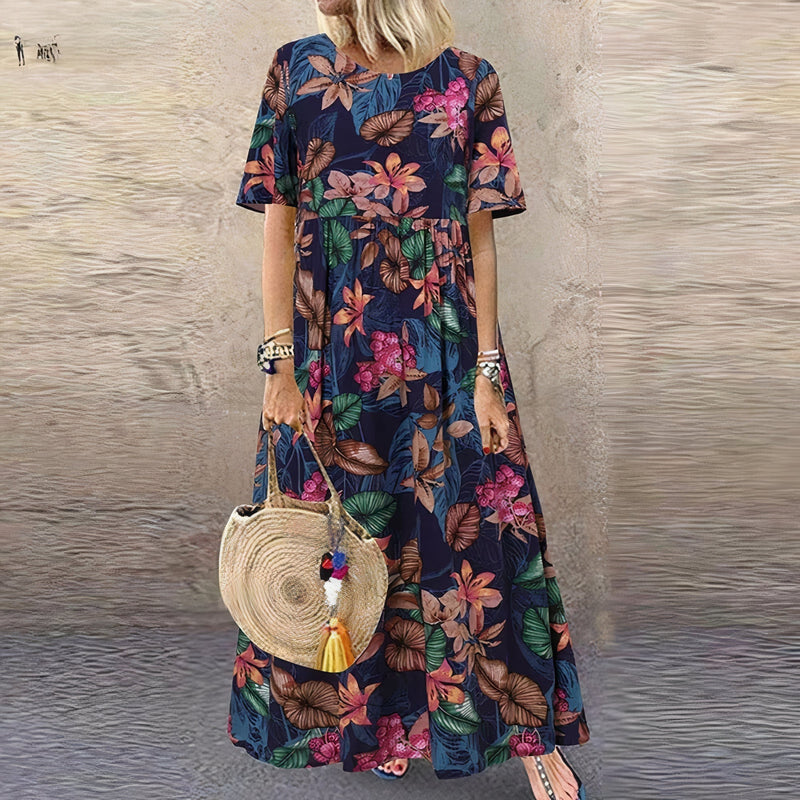 Blumen Maxikleid Elegant Sommer Luftig Damen – Marilena