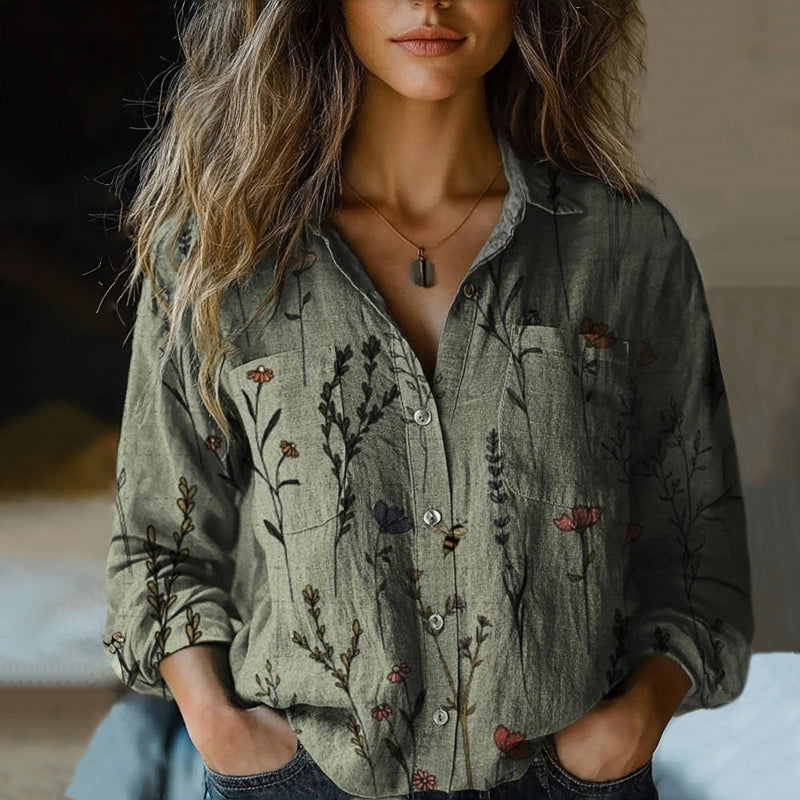 Bluse Blumenmuster Leicht Kurzarm Sommerlook – Klara