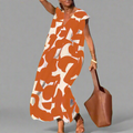 Sommerkleid Damen Locker Elegant V-Ausschnitt Luftig Print – Elvarina