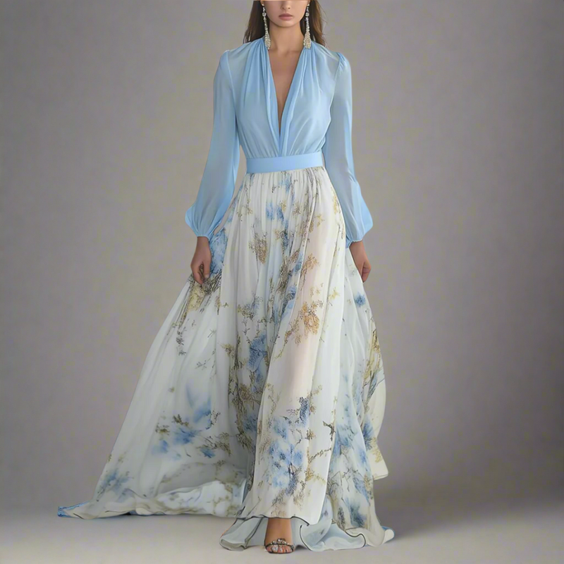 Maxi Kleid Elegant mit Blumenmuster Sommer Look – Anna