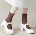 Set aus 6 Paar Vintage-Trachtensocken mit Spitze & Rüschen – Emilia