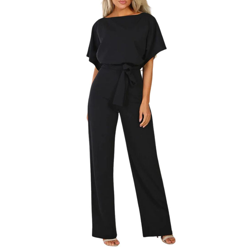 Lässiger Kurzarm-Jumpsuit mit Schnürung für Damen – Lucille