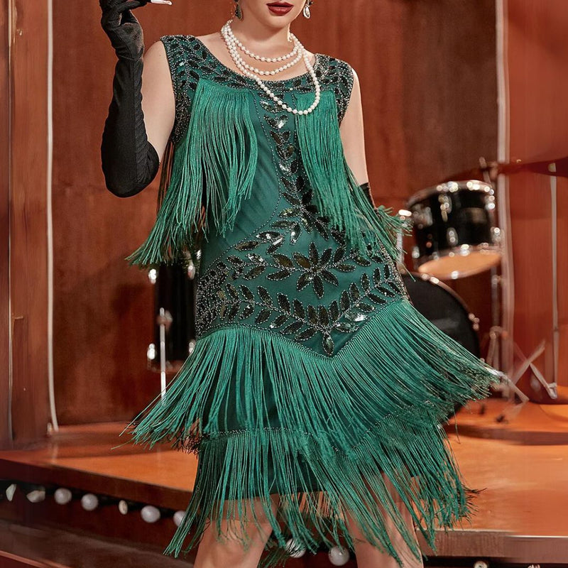 Gatsby Pailletten-Fransenkleid im 20er-Jahre-Stil – Vivienne