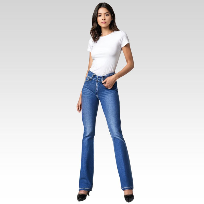 Damen Skinny Jeans High Waist Stretch Denim – Amelie