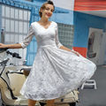Elegantes Kleid mit 3/4-Ärmeln für Damen - Lila