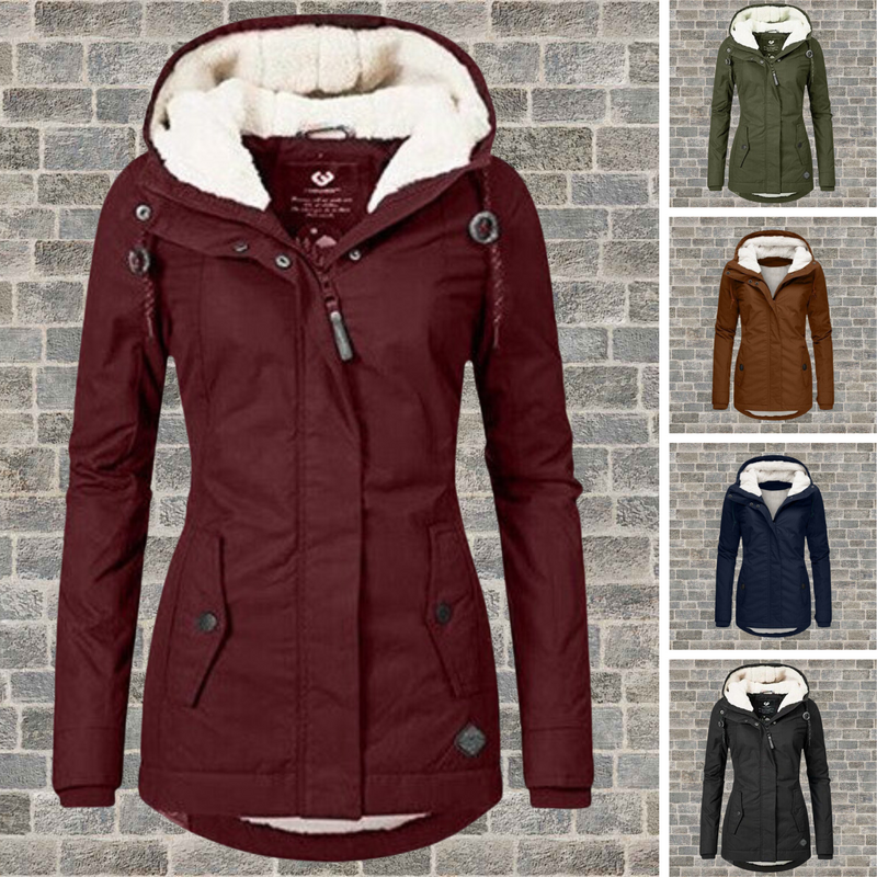 Warme Baumwoll-Winterjacke mit Plissé-Design – Lena