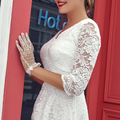 Elegantes Kleid mit 3/4-Ärmeln für Damen - Lila