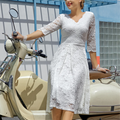 Elegantes Kleid mit 3/4-Ärmeln für Damen - Lila