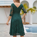 Elegantes Kleid mit 3/4-Ärmeln für Damen - Lila