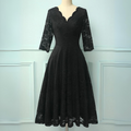 Elegantes Kleid mit 3/4-Ärmeln für Damen - Lila