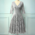 Elegantes Kleid mit 3/4-Ärmeln für Damen - Lila