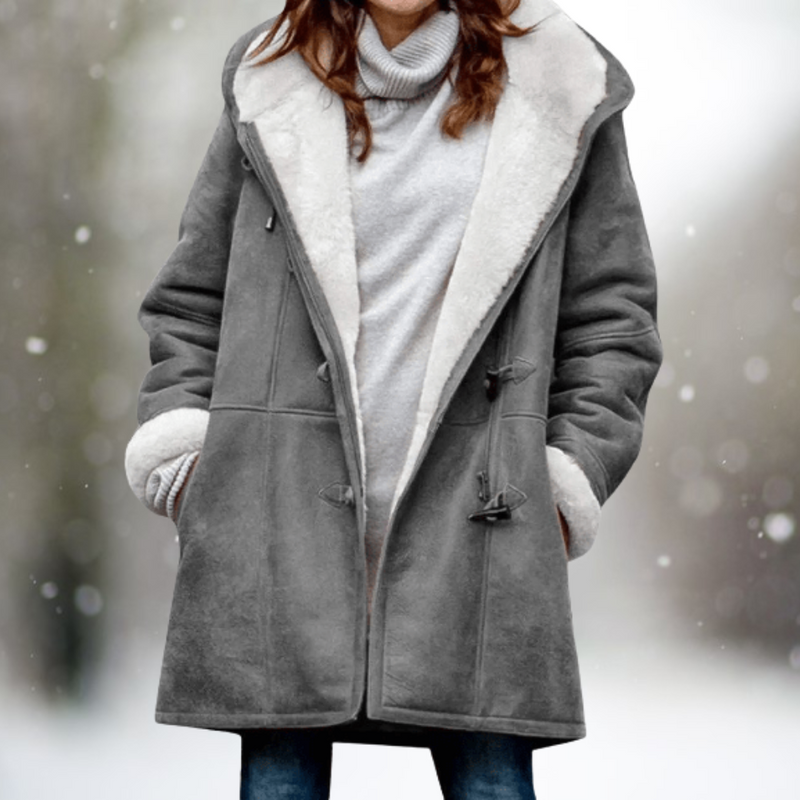 Damen Winterjacke mittellang warm mit Kapuze – Svetlana