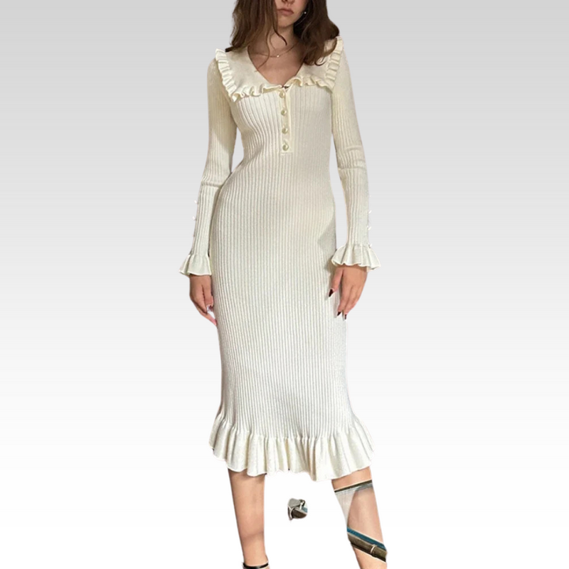 Elegantes Langkleid Bodenlang mit V-Ausschnitt – Merina