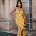 Midi Kleid Gelb Raffung Sommer Elegant – Sophie