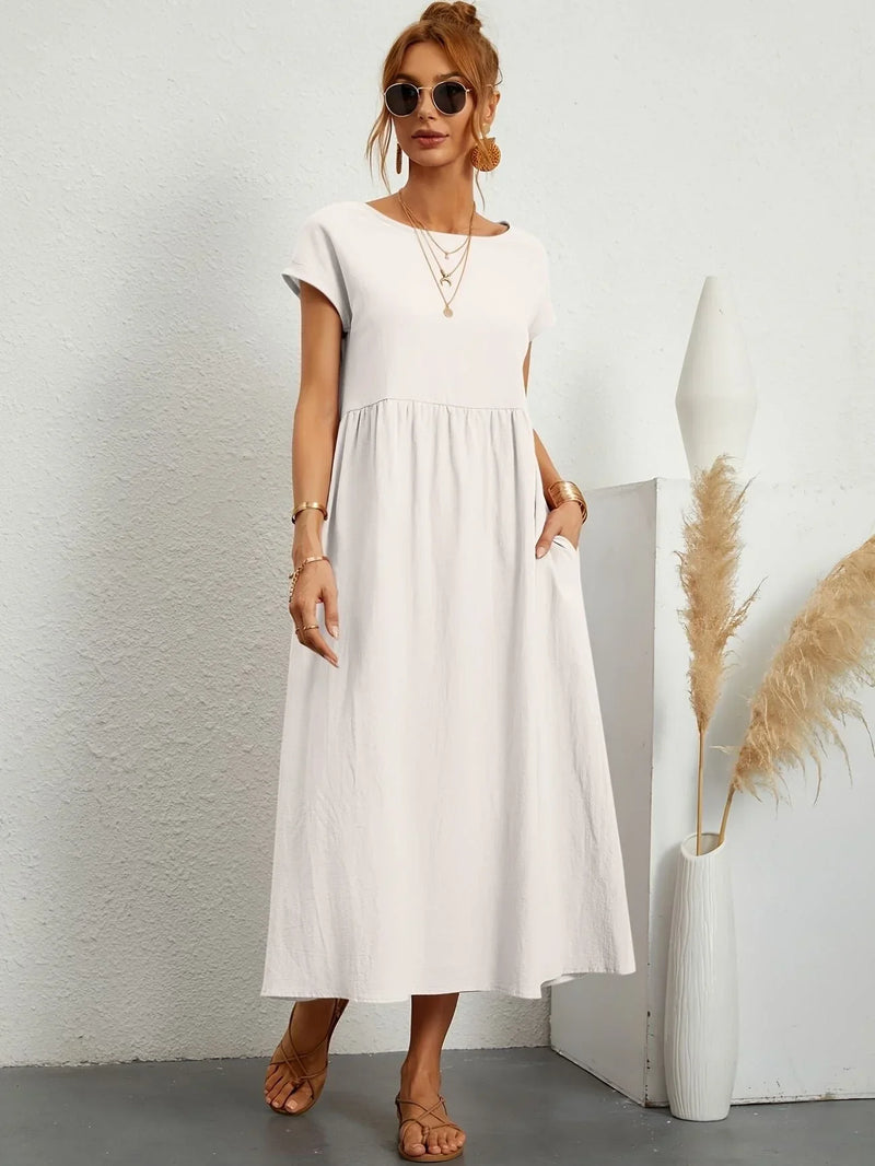 Lässiges Kleid mit O-Ausschnitt für Damen – Isabell