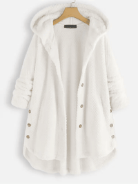Damen Fleecejacke warm mit Kapuze und Knöpfen – Carola