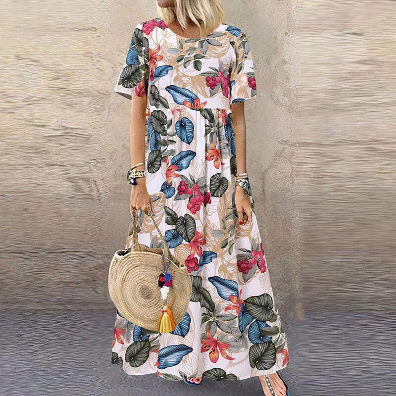 Blumen Maxikleid Elegant Sommer Luftig Damen – Marilena