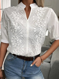 Damen Bluse Klassisch Elegant Blumenstickerei – Anna