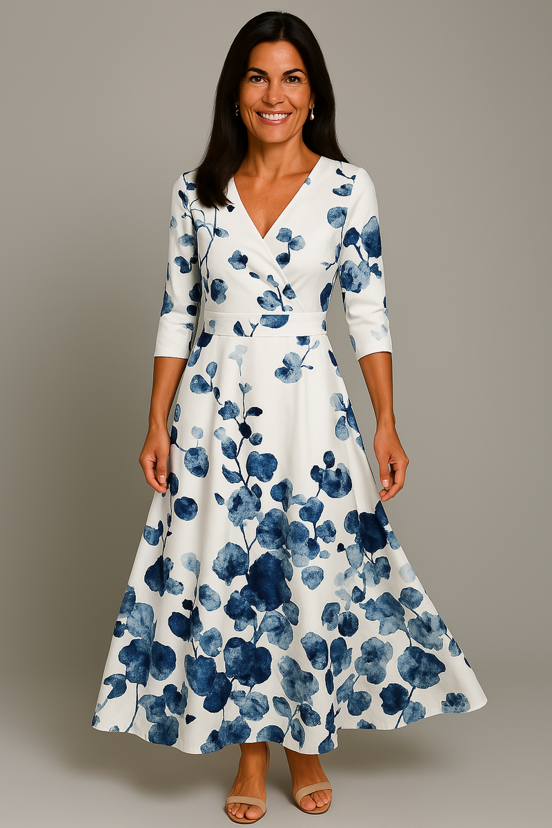 Schickes Midi Kleid Damen mit Ärmeln – Nora