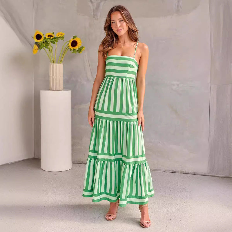 Gestreiftes Kleid Locker Elegant Vielseitig Damen – Nerina