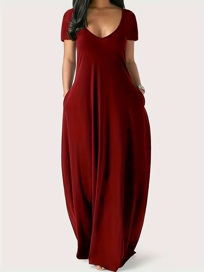 Unifarbenes Damen Maxikleid mit Taschen – Maisie