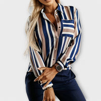 Damen Streifenbluse Leicht Elegant Alltag – Selinara