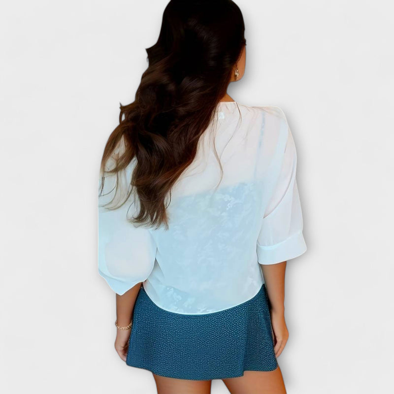 Leichte Frühlingsbluse mit offenem Vorderteil – Amirelle