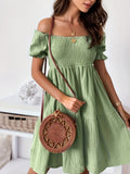 Schulterfreies Sommerkleid mit Trapezsaum – Julina