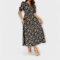 Sommerkleid Damen Blumenprint Midi für Hochzeit – Amelia