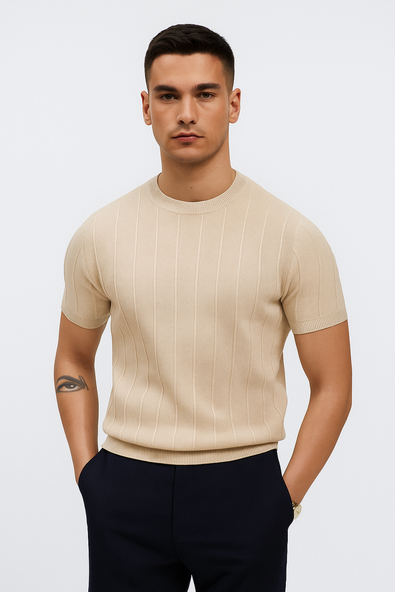 Lässiges, geripptes T-Shirt für jeden Anlass – Falko