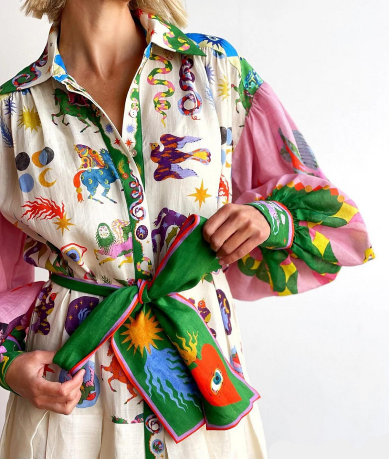 Buntes Langkleid mit Muster und Leichtigkeit – Alviera
