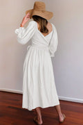 Elegantes Kleid Rüschenärmel Seitenausschnitt Glamour – Eloura