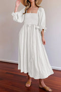 Elegantes Kleid Rüschenärmel Seitenausschnitt Glamour – Eloura