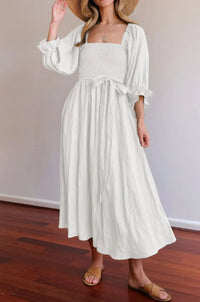 Elegantes Kleid Rüschenärmel Seitenausschnitt Glamour – Eloura