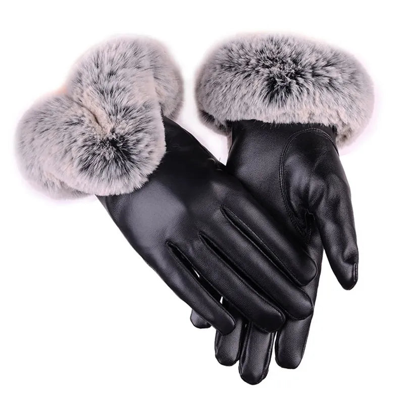 Winter Lederhandschuhe mit Kunstfell – Für Damen