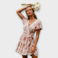 Boho Sommerkleid Damen mit Blumenprint und Gürtel – Amina