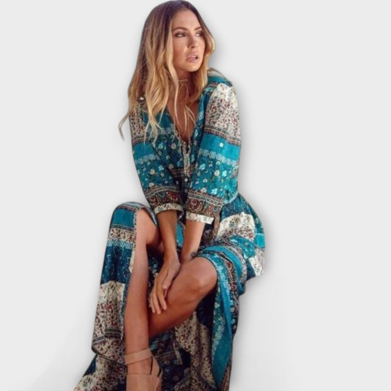 Boho Midi Kleid mit Print für warme Tage – Clara
