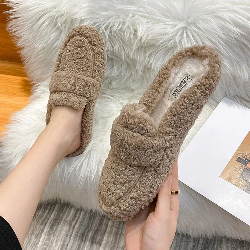 Warme und bequeme Winter-Hausschuhe mit Fellfutter – Lena