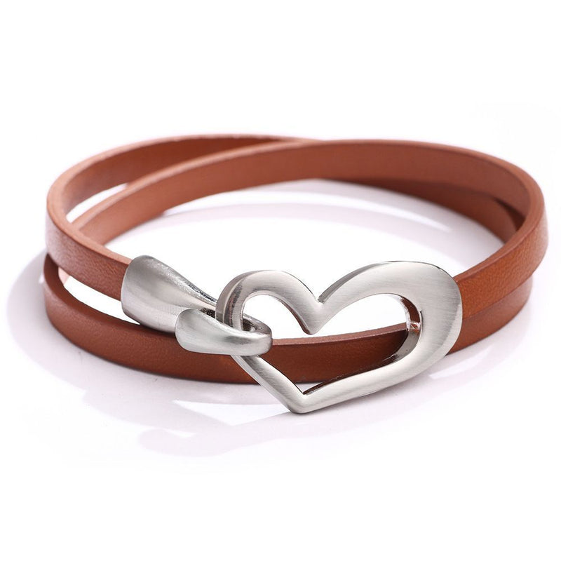 Leder Wickelarmband mit Herzanhänger – Emilia